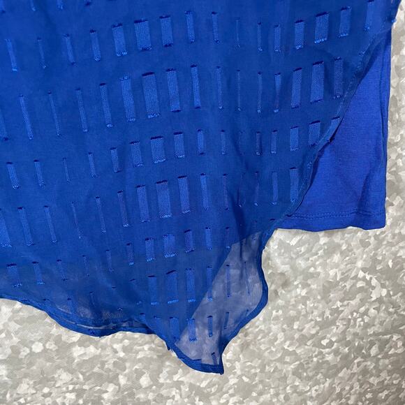 Alyx Bold Blue Kaftan Style Asymmetrical Sheer Top - Size 3X - Women's Plus Size - Picture 4 of 7